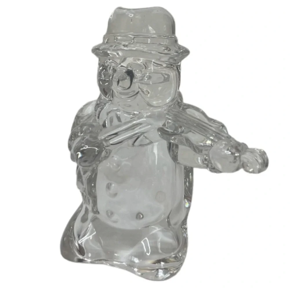 Mikasa Frostys Choir Crystal Snowman Playing Violin Glass Winter Christmas Decor